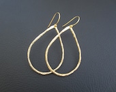 Teardrop Hoop Earrings, Gold teardrop hoop earrings, Large teardrop hoop earrings.