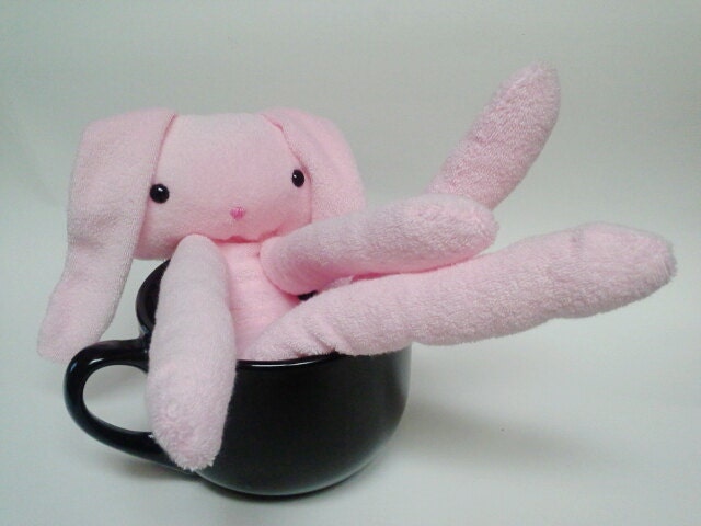 Baby Washcloth Pink Rag Doll Bunny