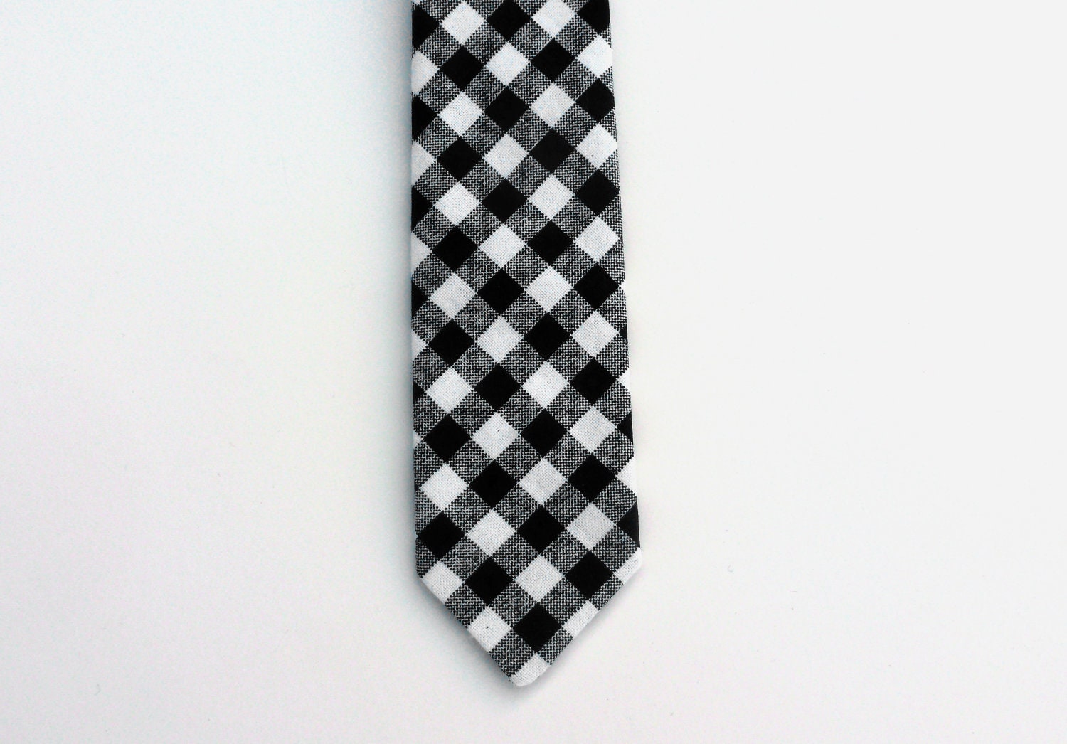 Boys Skinny Tie- Black and White Gingham- Sizes newborn-7 years