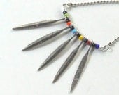 Silver Feathers Necklace Multicolored Beads Long Native American Bohemian Boho Chic Ball Chain Hippie Charm Fashion Jewelry Free Shipping