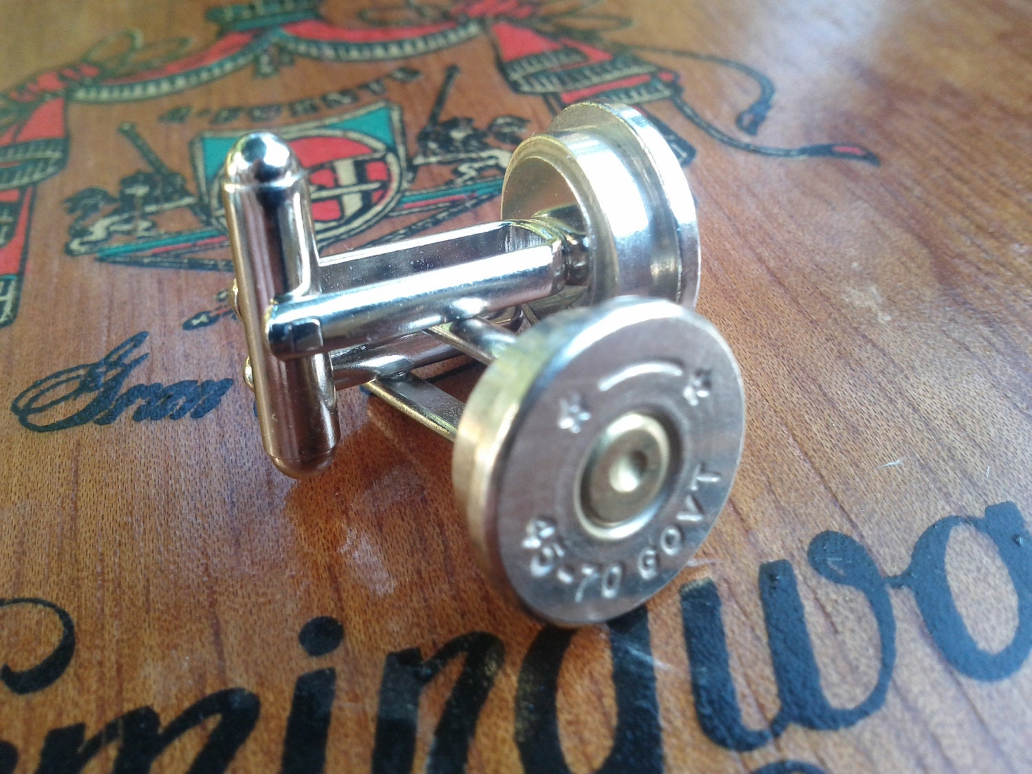 45-70  Nickle Bullet Casing Cuff-Links