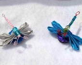 Blue & Silver Winged Kanzashi Dragonfly Magnets M109