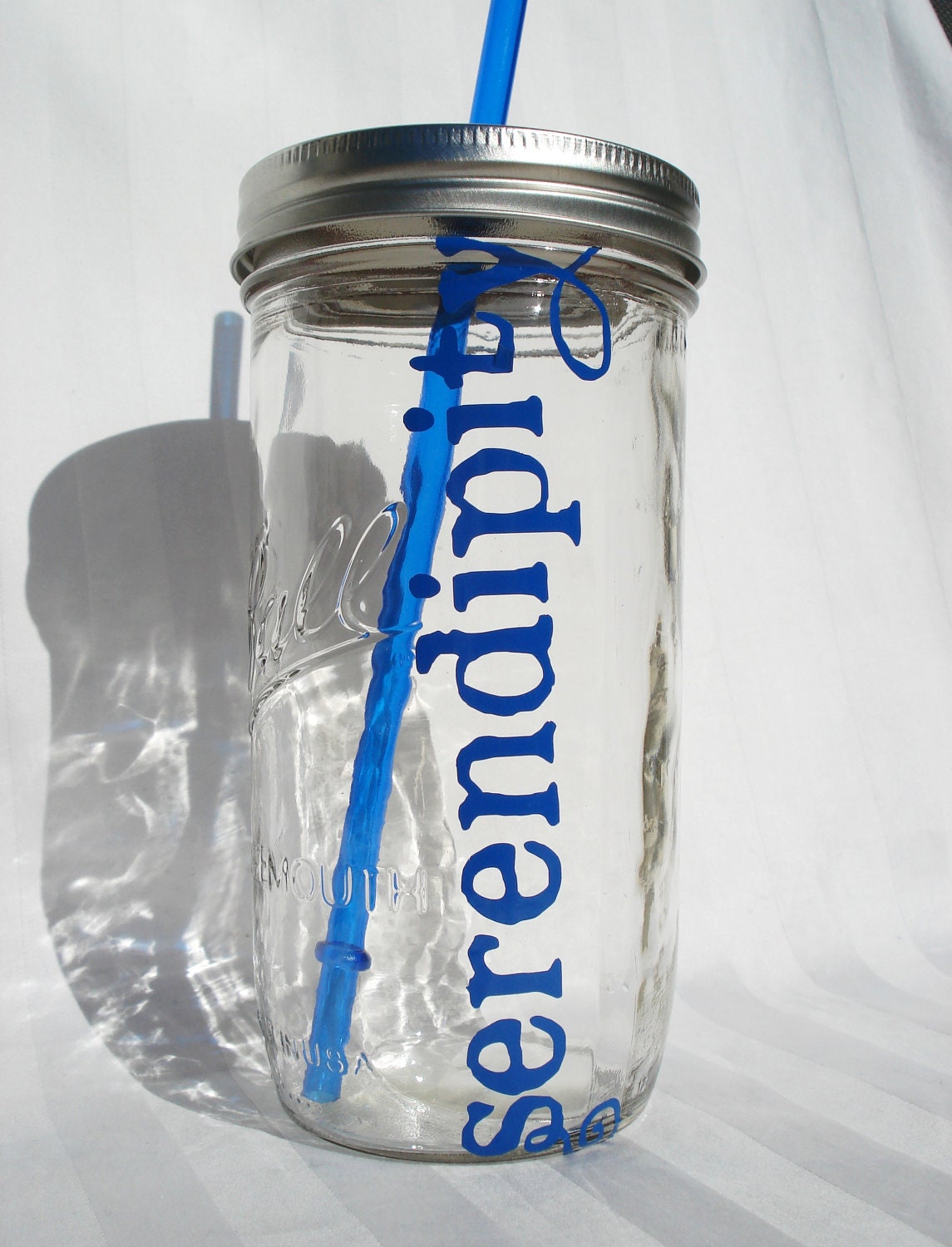 Personalized CUSTOM Mason Jar Drink with BPA Free Straw 24 oz LARGE