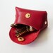 Coin Purse - Mini Handbag - Leather Coin Bag in Burgundy Red with Key Ring - Key Holder and Gadget Bag