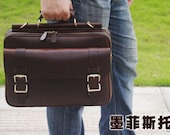 Superior Genuine Cow Leather Briefcase / Laptop Bag / Men's Bag in Chocolate