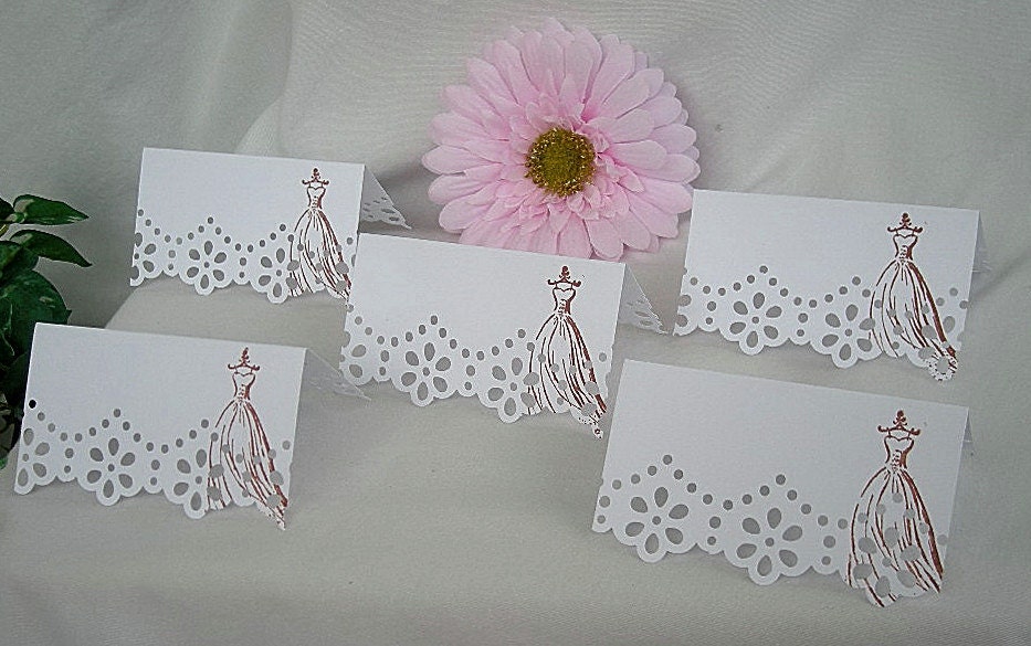 Vintage inspired Doily Lace, Wedding Place Table Cards, Name Card Shower Handmade, Dainty, Feminine, Shabby Chic, 25 Piece Set