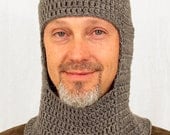 Medieval Knight Coif Hat, Crochet Grey Chain Mail, send size choice baby - adult