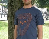 Mens  T-shirt hand screen printed on Organic cotton with eco-friendly inks.Frankie the Fox, woodland animal