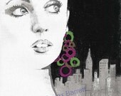 Shopping New York - Fashion Illustration Giclee Print by Jax Barrett with FREE Shipping