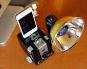 vintage iPhone dock / charger - 1950's BROWNIE HAWKEYE with FLASH