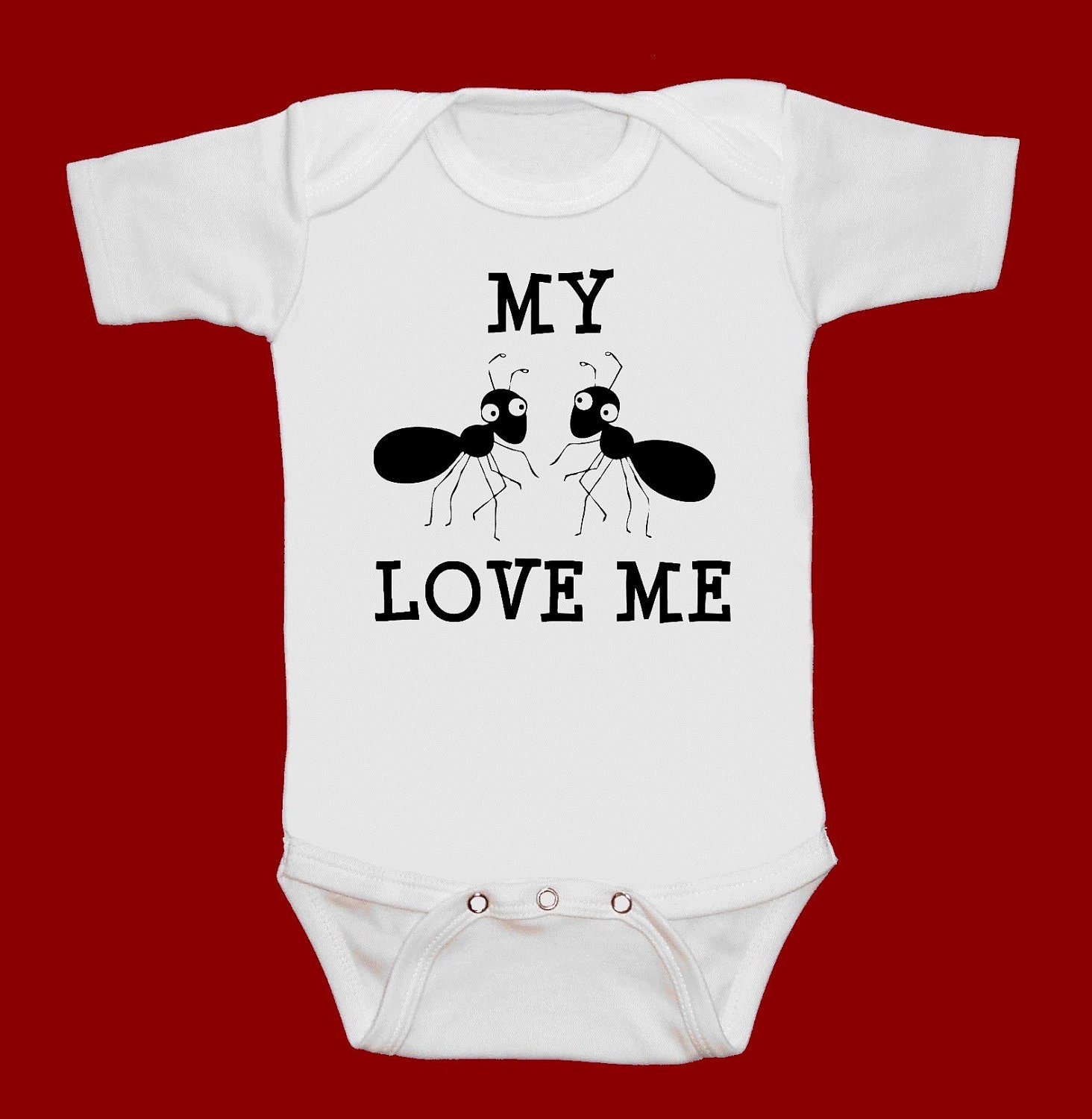 My 2 Aunts Ants love Me white funny screenprint baby onesie bodysuit creeper one piece shower gift