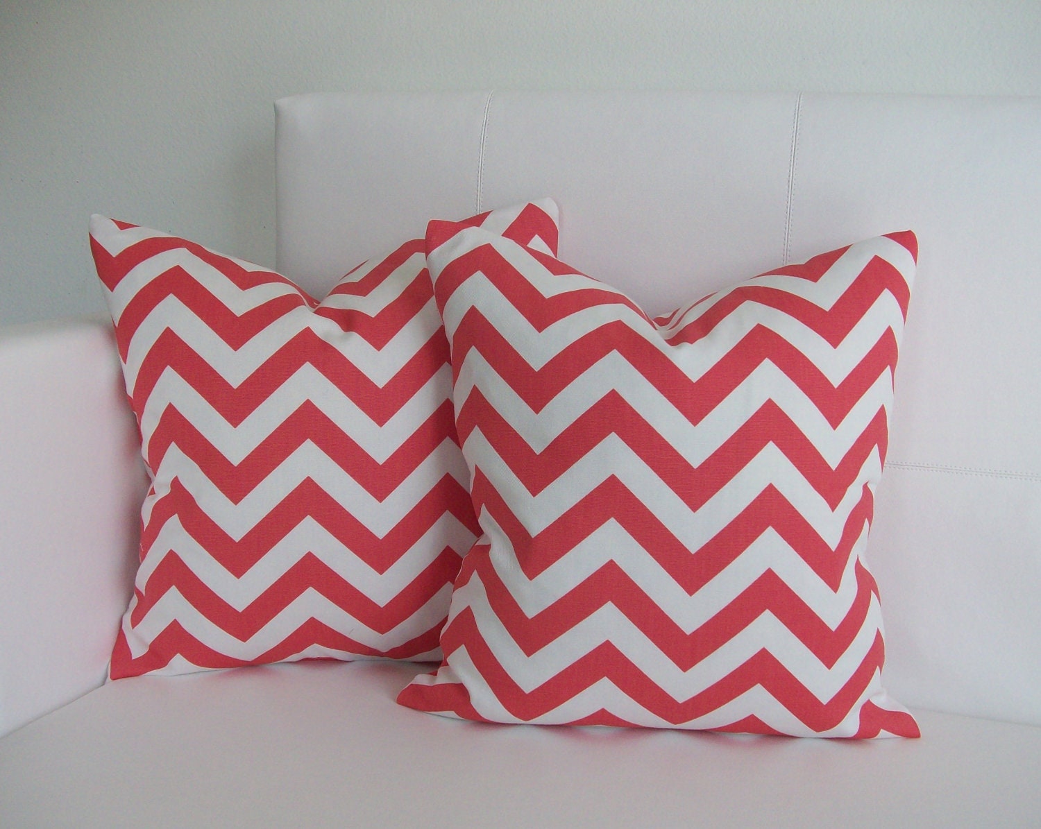Pillows - Coral Chevron Decorative Pillow Covers 18x18 Set of 2