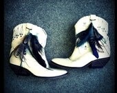 25% OFF Vintage Zodiac Cowboy Boots With Real Feathers Size 6.5