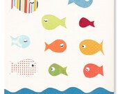 BABY BOY NURSERY, Nursery Art Print, Personalized Nursery Print 8x10", Sea Life Nursery Decor,  Orange Nursery