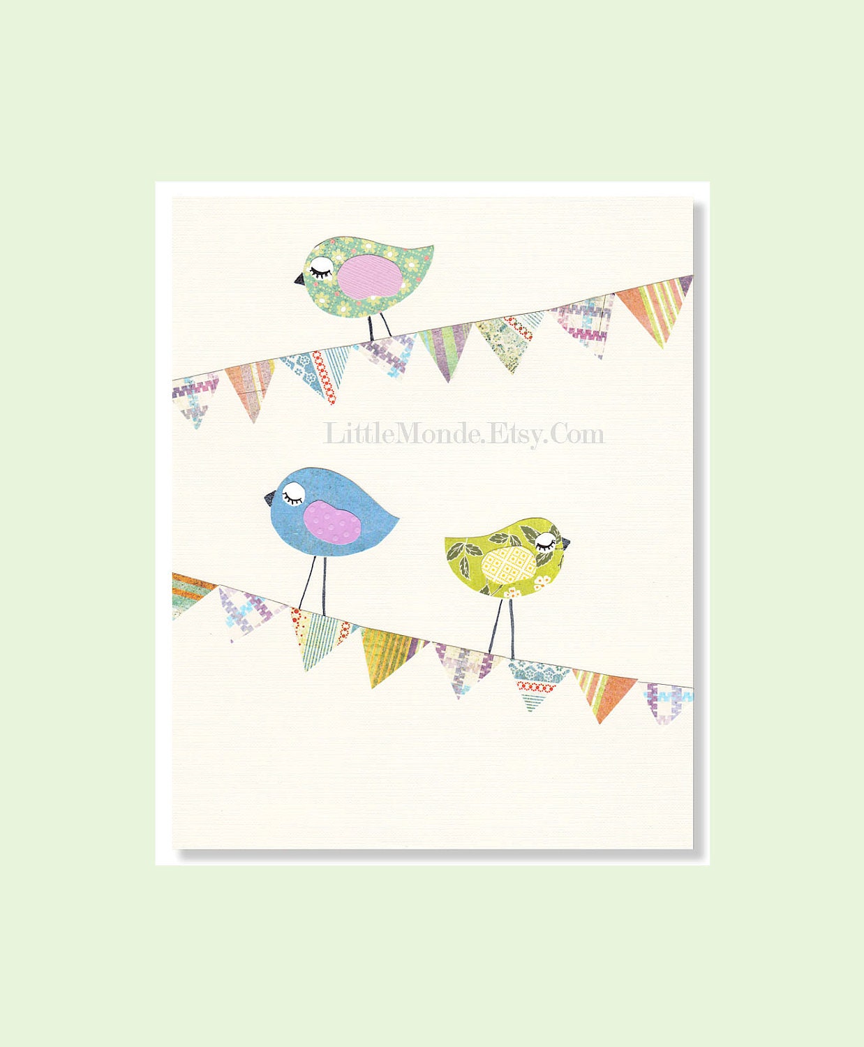 Baby Girl Nursery Prints, NURSERY ART PRINTS, Purple Nursery Art, Birds Nursery Prints, Garland, Birds, Pastels, Violet, Collage
