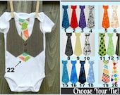 Baby Boy Onesie with Light Brown Suit Vest & Tie or Suspenders and Tie...CHOOSE Your TIE