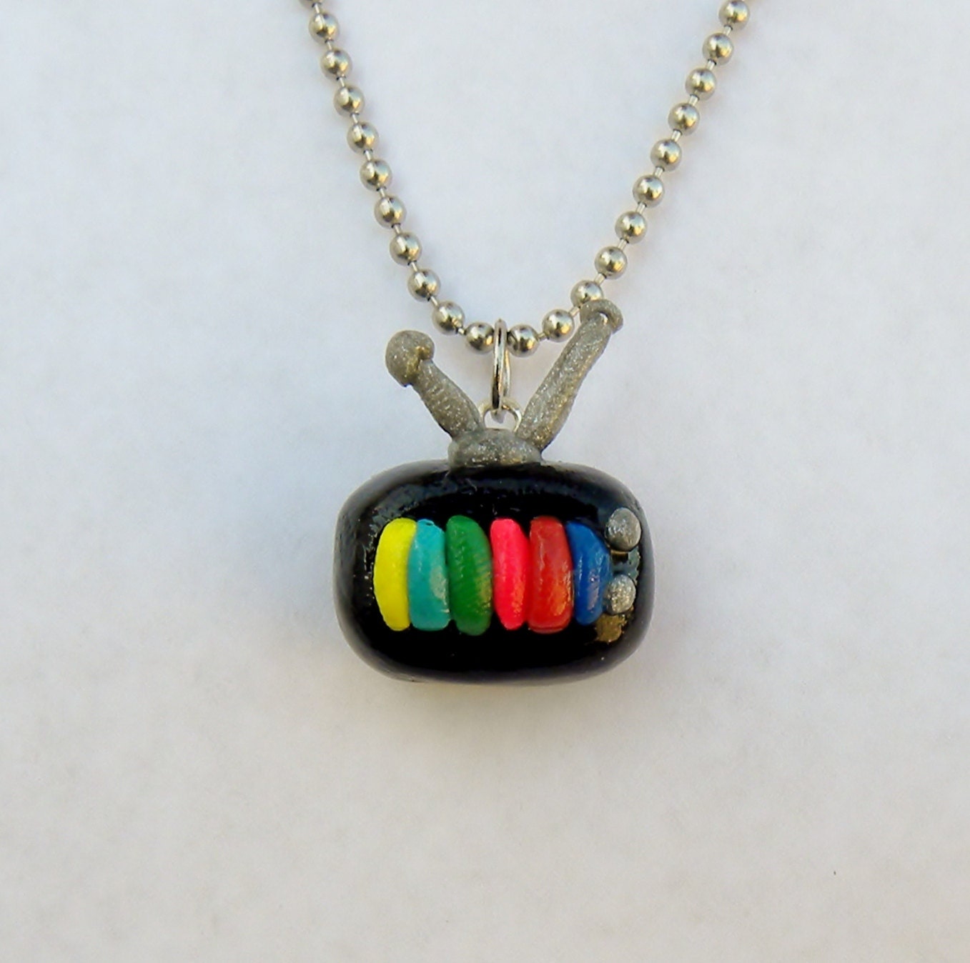 Retro Tube TV Polymer Clay Charm/Necklace