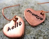 Hello Sweetie Earrings -  Hand Stamped Copper, Brass or Aluminum Doctor Who Jewelry