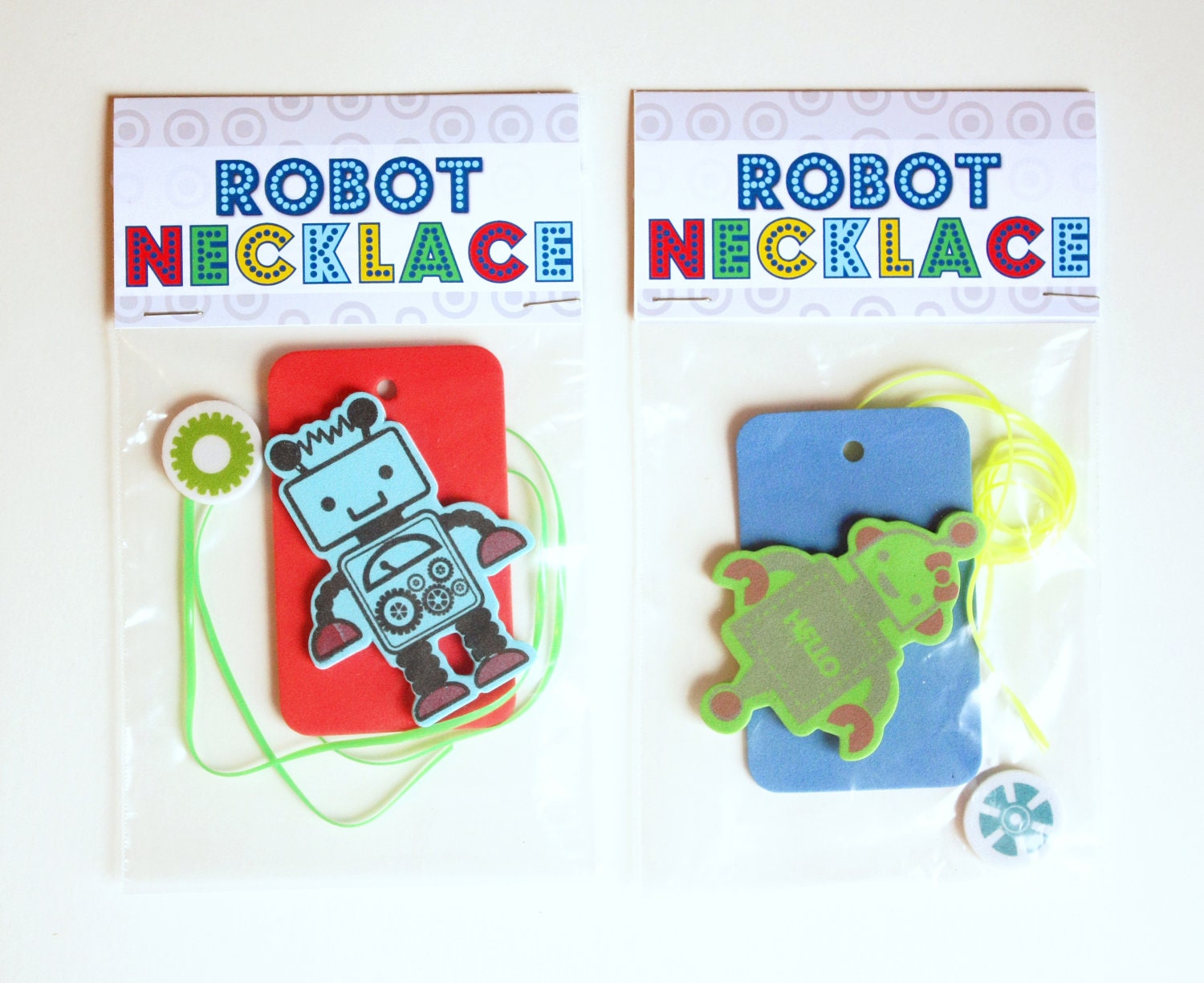 Robot Craft Kit for Kids / 12 DIY Necklaces / Party Craft / Favors / Play Date Activity