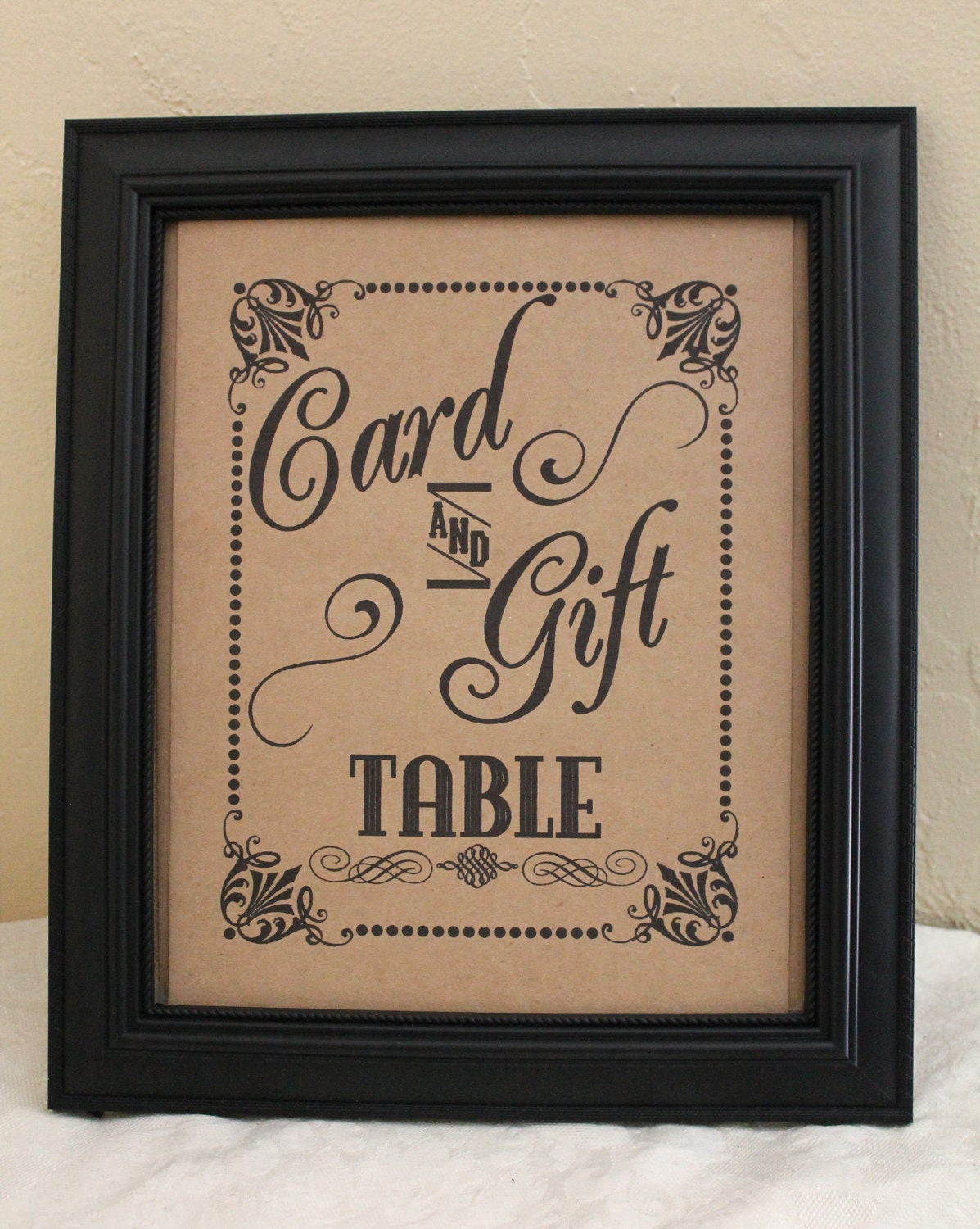 8 x 10 Card and Gift Wedding Sign - Single Sheet- Choose Kraft or White Cardstock (Style: C & G)