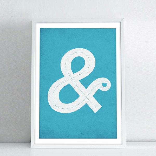 Ampersand wall decor - choose your color - retro-style typography poster  print  A3