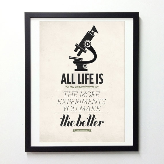 Life Quote wall decor - Life is an Experiment - Retro-style quote art print A3