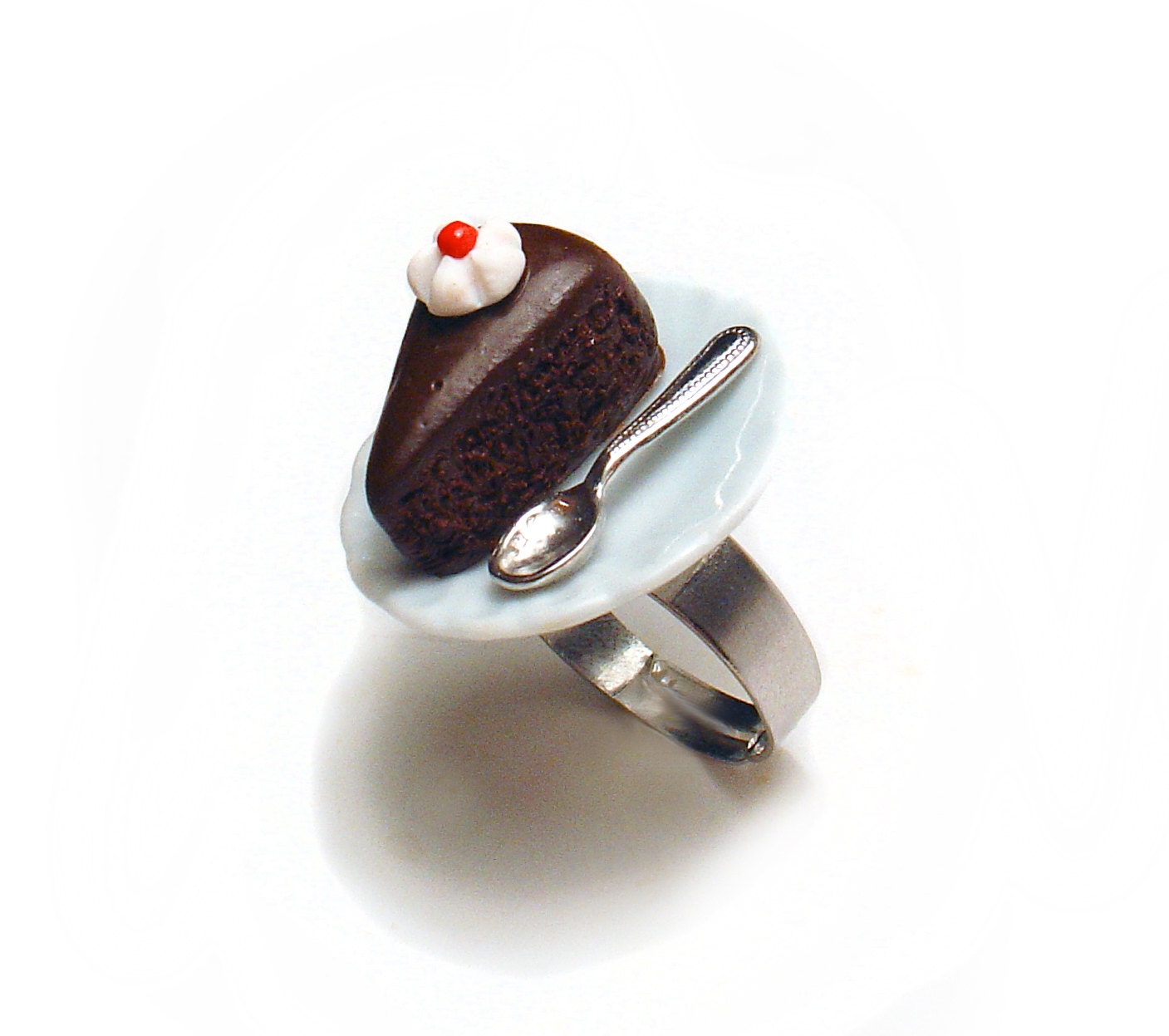 Chocolate Cake Ring Miniature Food Jewelry, Miniature Food Ring, Polymer Clay Food
