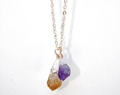 Citrine and Amethyst Abundance, Protection and Clarity Necklace - Reiki Infused