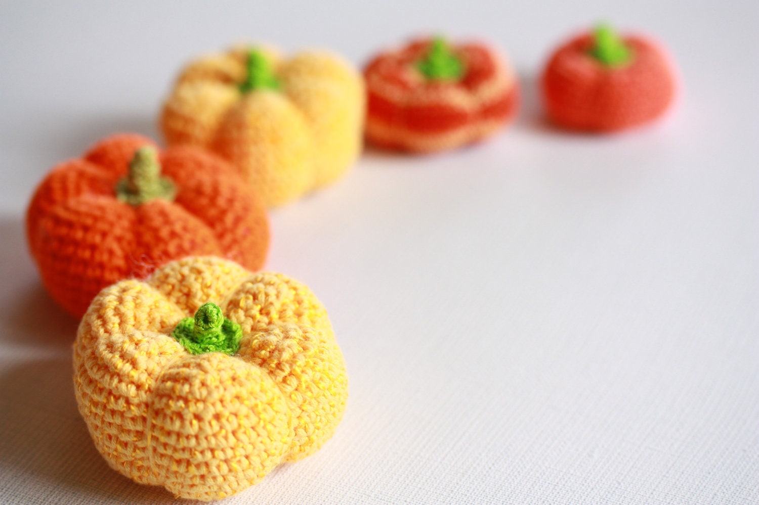 Halloween home decor 5 little crochet pumpkins, Pumpkins harvest set, Childrens crochet toy, Fall kitchen home decor