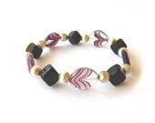 Purple bracelet - purple and black glass beads