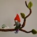 Children Mobile Waldorf inspired needle felted : Gnome and snail in a branch