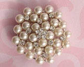 Silver Tone Bridal Pearl Rhinestone Sparkling  Brooch Pin  silver plated Embellishment  Broach DIY Wedding Bridal Bouquet Sash