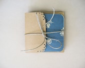 Mini Note Card Set of 4 -Square Blank Cards in Vintage Neutral Prints