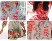 4 floral bridesmaid robes or getting ready dresses. Kimono robes for bridesmaids. Bridal party robes & unique gifts for bridesmaids.