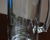 2 Personalized Etched Beer Mugs for Fathers Day, Birthday, Housewarming, Bridal Party