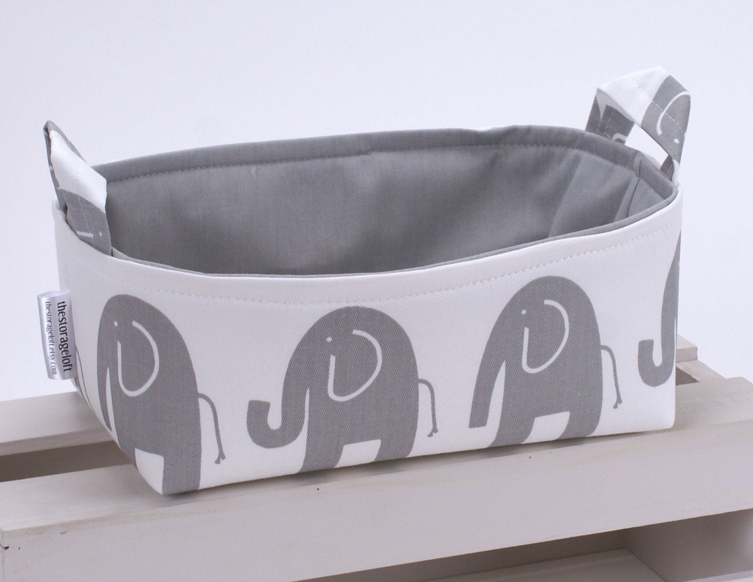 Storage Basket Organizer Container Basket Bin - Grey Ele Fabric