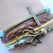 Bracelet-antique bronze octopus bracelet,octopus pendant,cross bracelet,cross pendant,brown braid bracelet-Z273