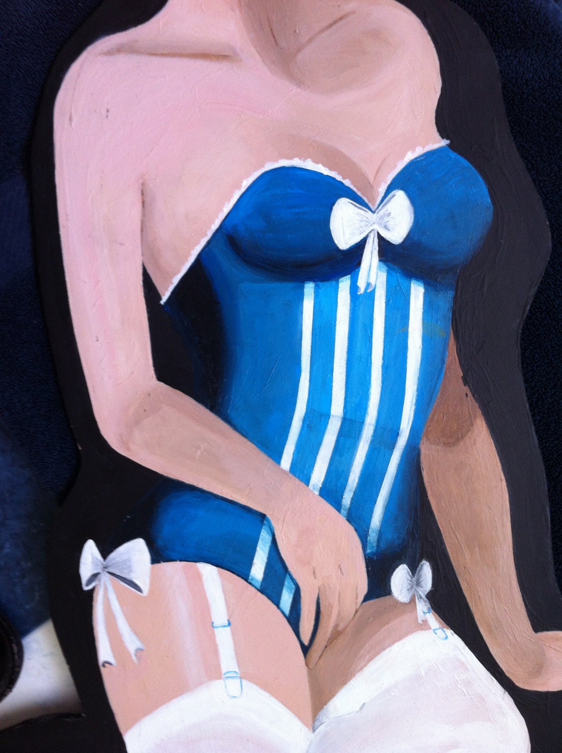 Deer (Doe): large cut out original painting of a deer pin up girl