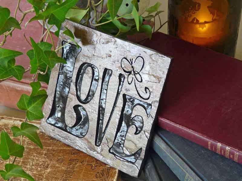 Love Slate Trivet Engraved Decorative Tile