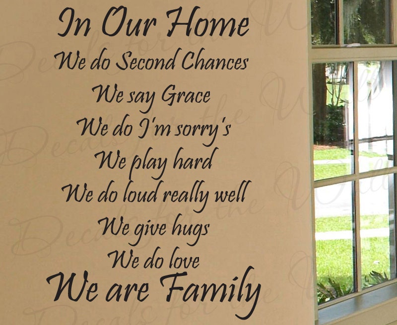In Our Home We Do Second Chances Love Home Family Decorative Vinyl Sticker Art Wall Decal Quote Lettering Decor Saying Decoration F63