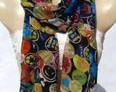 In the spring and autumn sun smiling face scarf, peach heart, medal, subtitles, lipstick chiffon scarf, shawl, women of fashion accessories