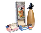 Sparklets Soda Syphon WORKING Order with Accessories Gold Mid Century Party Accessory