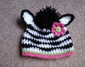 Girly Zebra Beanie with Flower