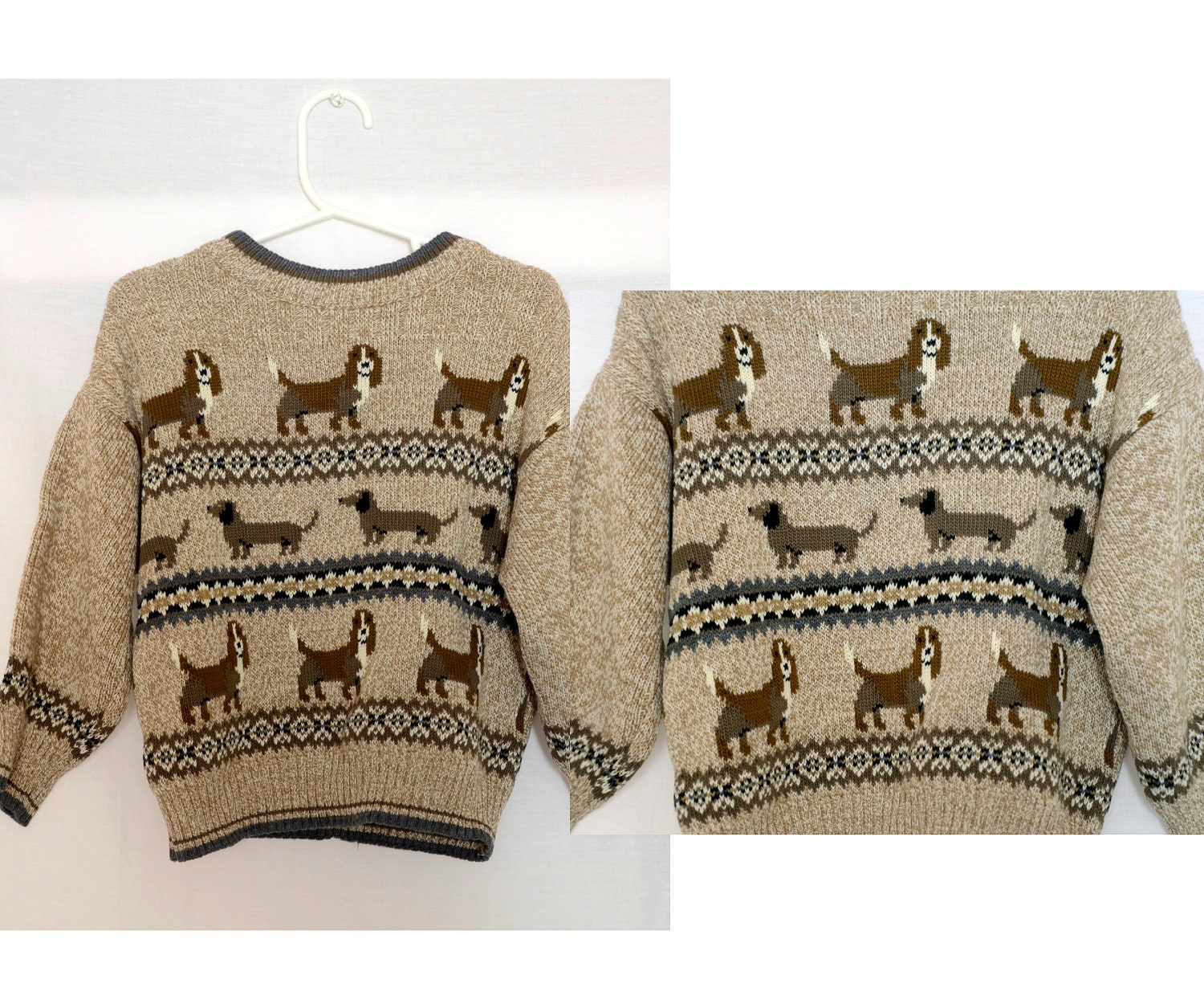 SALE Vintage toddler knit dog  sweater  - 2T-3T