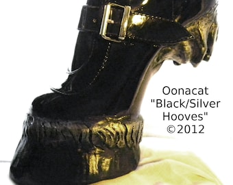 Reserved listing for Rayymie  - Black and Silver Hooves - Custom Made Boots to Order