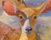 Original oil painting nursery art "Young Nyala Antelope" 8 x 8