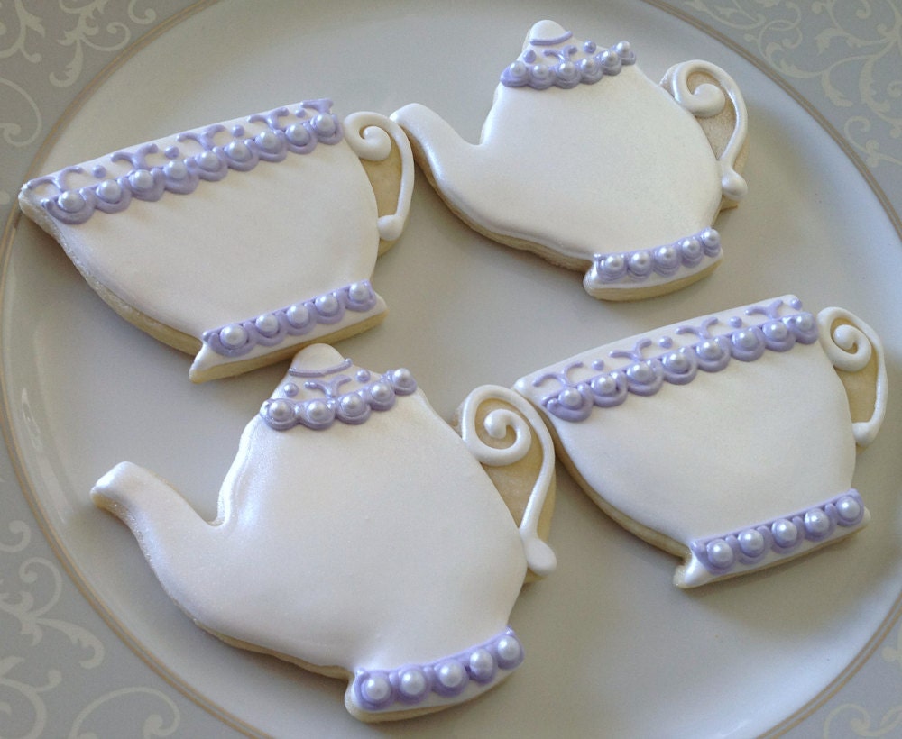 Pearl Teacup and Teapot Sugar Cookies- Set of 12