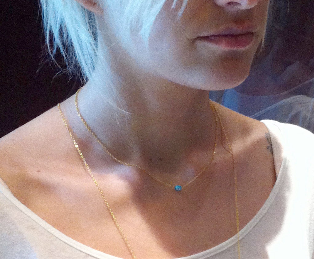 Cleopatra's single evil eye necklace. gold or silver. made to order