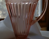 Pretty in Pink Depression Glass Pitcher made by Jeannette Glass Co., Adam Pattern, 1930's.