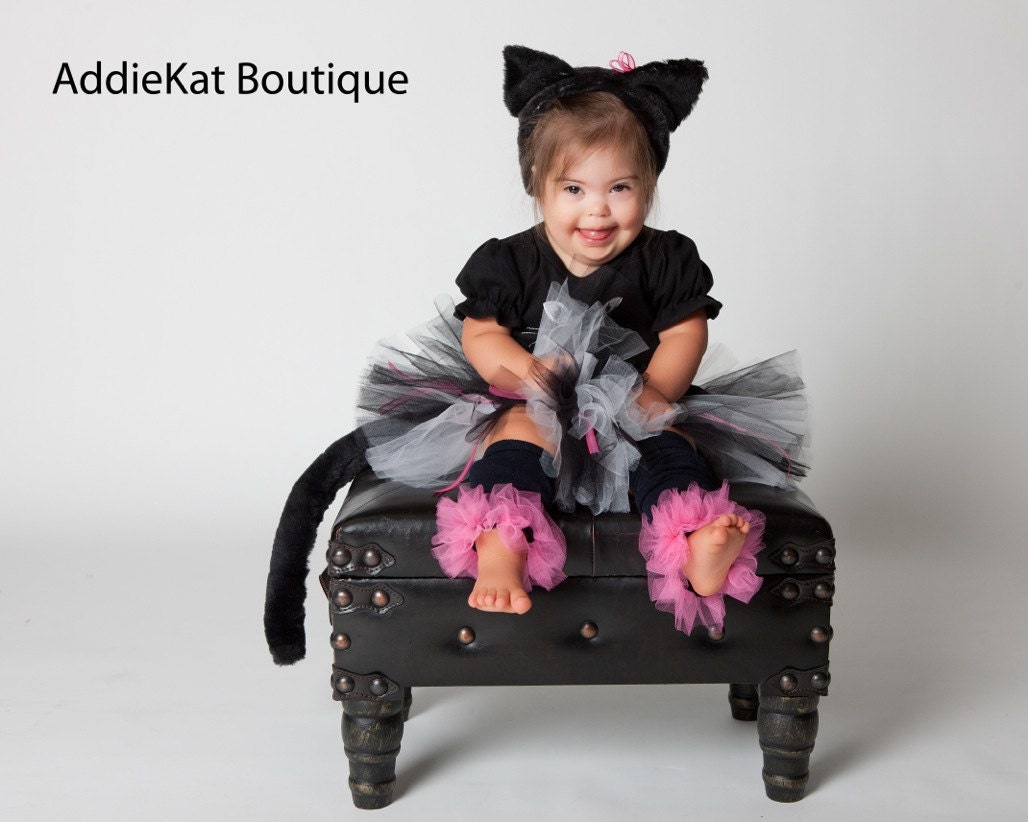 Black Kitty Cat Halloween Costume - Boutique Tutu Costume - Complete with Leg Warmers, Ears and Tail